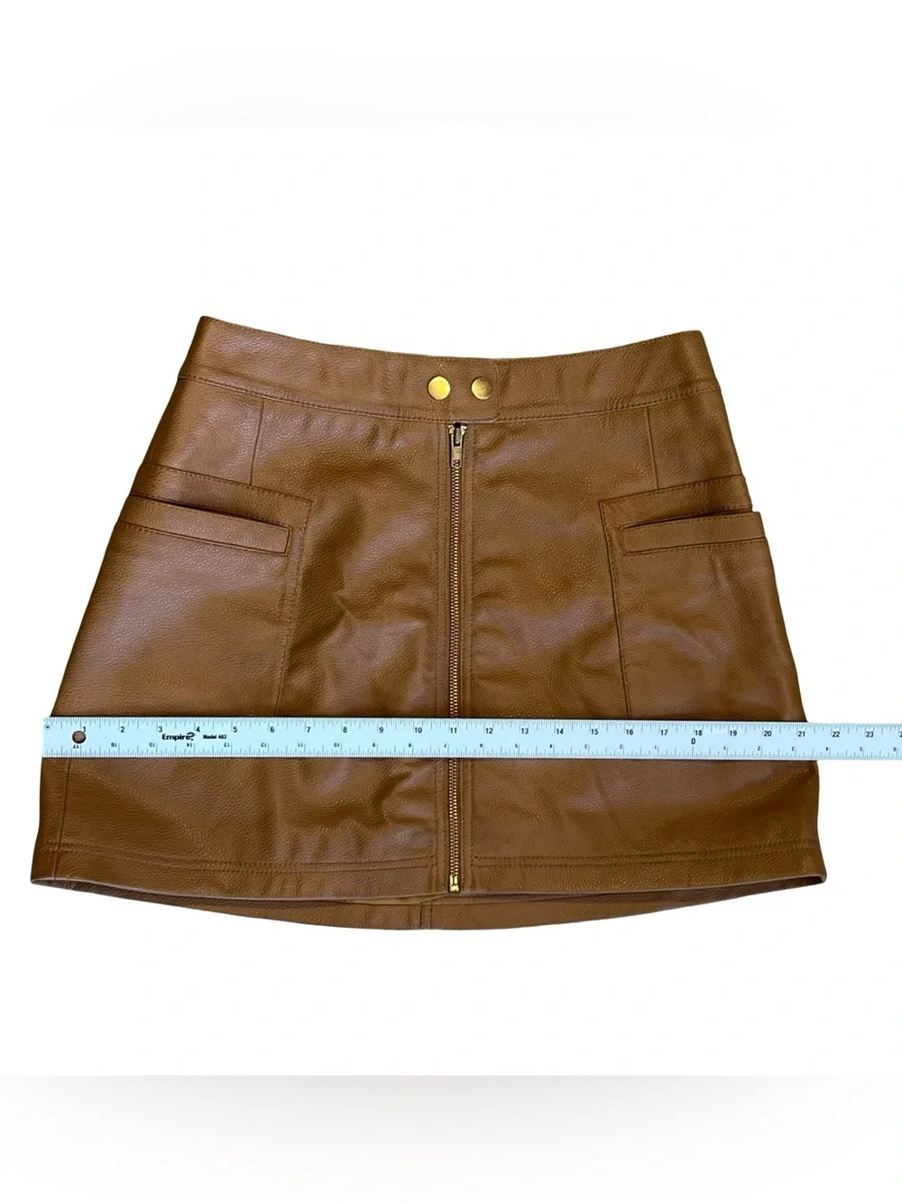 Free People Women’s Sz 8 Tan Faux Leather Mini Skirt Copper A-Line